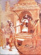 Sri Rama breaking the bow, Raja Ravi Varma
